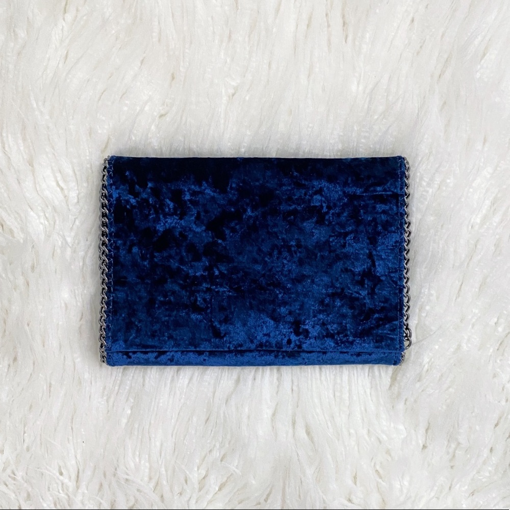 Chelsea28 Crushed Velvet Rich Navy Blue Bag